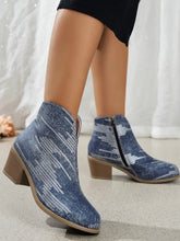 Load image into Gallery viewer, Printed Block Heel Boots with Side Zip