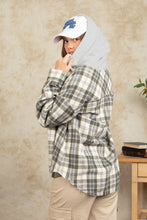 Load image into Gallery viewer, Drawstring Plaid Long Sleeve Hooded Jacket