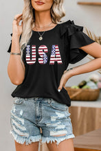 Load image into Gallery viewer, USA Round Neck Flounce Sleeve Top