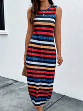 Load image into Gallery viewer, Slit Printed Round Neck Sleeveless Dress