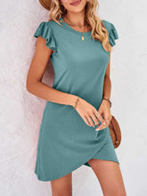 Load image into Gallery viewer, Ruffled Round Neck Cap Sleeve Mini Dress