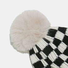 Load image into Gallery viewer, Checkered Knit Hat with Pompom