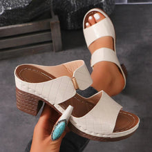 Load image into Gallery viewer, PU Leather Block Heel Sandals