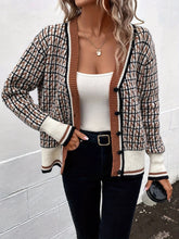 Load image into Gallery viewer, Plaid V-Neck Button Up Cardigan