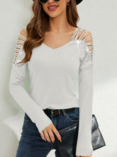 Load image into Gallery viewer, Rhinestone Cutout Long Sleeve T-Shirt