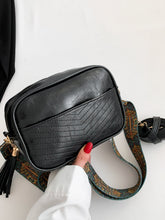 Load image into Gallery viewer, Tassel PU Leather Printed Strap Cassette Crossbody Bag