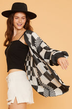 Load image into Gallery viewer, Annie Wear Checkered Open Front Drop Shoulder Cardigan