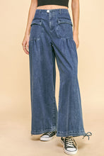 Load image into Gallery viewer, Davi &amp; Dani Drawstring Hem Wide Leg Mid Rise Jeans