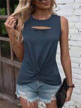 Load image into Gallery viewer, Cutout Twisted Round Neck Tank