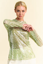 Load image into Gallery viewer, Davi &amp; Dani Sequin Mock Neck Long Sleeve Mesh Top