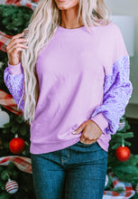 Load image into Gallery viewer, Sequin Round Neck Long Sleeve Sweatshirt