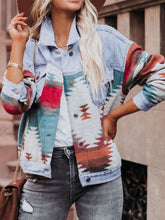 Load image into Gallery viewer, Geometric Button Up Long Sleeve Denim Jacket