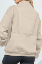 Load image into Gallery viewer, Half Zip Drop Shoulder Long Sleeve Sweatshirt