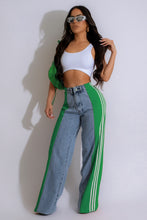 Load image into Gallery viewer, Contrast Side Striped Wide Leg Jeans