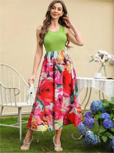 Load image into Gallery viewer, Printed Round Neck Sleeveless Dress