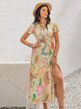 Load image into Gallery viewer, Printed V-Neck Short Sleeve Midi Dress