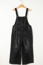 Load image into Gallery viewer, Distressed Wide Strap Denim Overalls