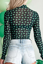 Load image into Gallery viewer, Lucky Clover Mock Neck Long Sleeve Bodysuit