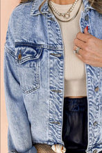 Load image into Gallery viewer, Pocketed Button Up Dropped Shoulder Denim Jacket