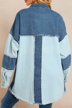 Load image into Gallery viewer, Raw Hem Color Block Denim Jacket