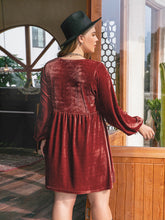 Load image into Gallery viewer, Plus Size Lace Detail V-Neck Long Sleeve Mini Dress