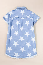 Load image into Gallery viewer, Raw Hem Star Short Sleeve Denim Dress