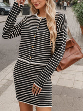 Load image into Gallery viewer, Striped Long Sleeve Top and Skirt Set