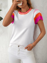 Load image into Gallery viewer, Mandy Contrast Round Neck Short Sleeve Knit Top