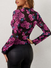 Load image into Gallery viewer, Floral Mock Neck Long Sleeve Top