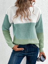 Load image into Gallery viewer, Color Block Boat Neck Sweater