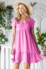 Load image into Gallery viewer, Reborn J Tiered Notched Cap Sleeve Dress