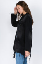 Load image into Gallery viewer, American Bazi Distressed Frayed Hem Denim Jacket