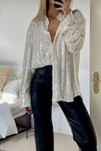 Load image into Gallery viewer, Sequin Button Up Long Sleeve Shirt