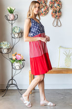 Load image into Gallery viewer, Heimish Full Size US Flag Theme Contrast Tank Dress