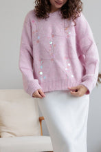 Load image into Gallery viewer, Sequin Round Neck Long Sleeve Sweater