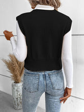 Load image into Gallery viewer, Full Size Button Up V-Neck Sweater Vest