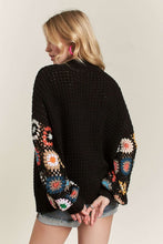 Load image into Gallery viewer, ADORA Full Size Contrast Crochet Open Front Long Sleeve Cardigan Plus Size