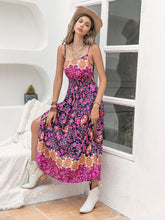 Load image into Gallery viewer, Slit Printed Asymmetric Neck Midi Cami Dress