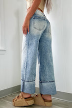 Load image into Gallery viewer, Washed Wide Leg Jeans with Pockets