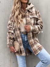 Load image into Gallery viewer, Plaid Button Up Hooded Jacket