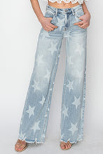 Load image into Gallery viewer, RISEN Full Size Raw Hem Star Wide Leg Jeans