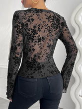 Load image into Gallery viewer, Floral V-Neck Long Sleeve Lace Top