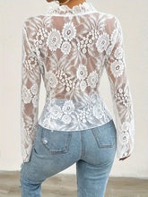 Load image into Gallery viewer, Lace Tied Ruffled V-Neck Long Sleeve Top