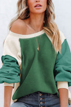 Load image into Gallery viewer, Color Block Round Neck Long Sleeve Sweatshirt