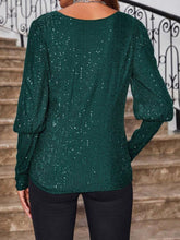 Load image into Gallery viewer, Sequin Boat Neck Long Sleeve Top