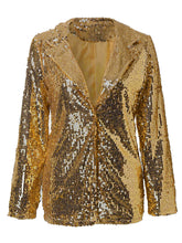 Load image into Gallery viewer, Sequin Lapel Collar Long Sleeve Blazer