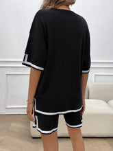 Load image into Gallery viewer, Contrast Trim Round Neck Top and Shorts Set