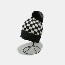 Load image into Gallery viewer, Checkered Knit Hat with Pompom