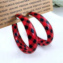 Load image into Gallery viewer, Plaid PU Leather Hoop Earrings