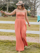 Load image into Gallery viewer, Plus Size Lace Detail Spaghetti Strap Wide Leg Jumpsuit